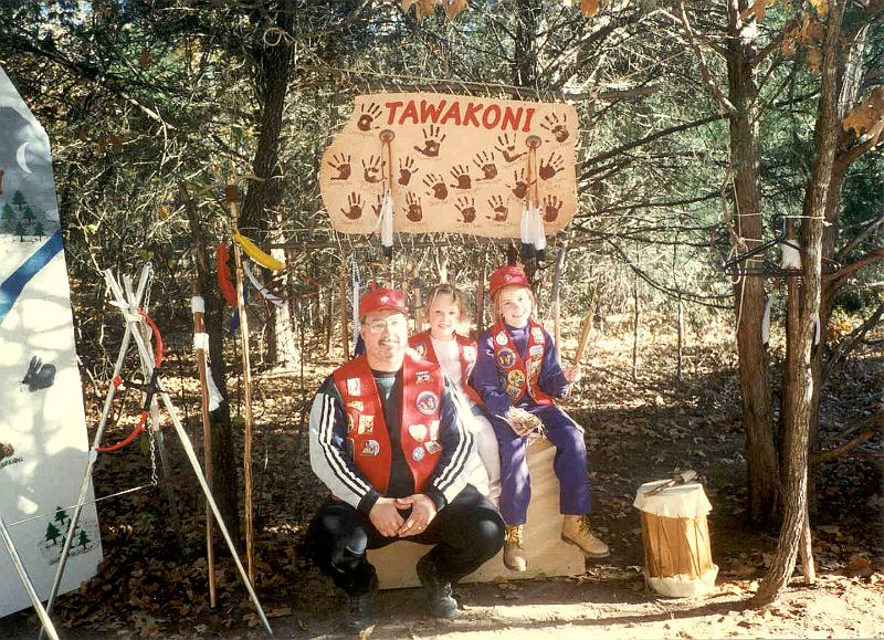 1995 - Indian Princess Fall Campout, Purtis Creek SP, TX - Marty (Standing Bear), Stephanie (Sleeping Cub) & Gretchen (Dancing Cub).jpg - 1995 - Indian Princess Fall Campout, Purtis Creek SP, TX - Marty (Standing Bear), Stephanie (Sleeping Cub) & Gretchen (Dancing Cub)